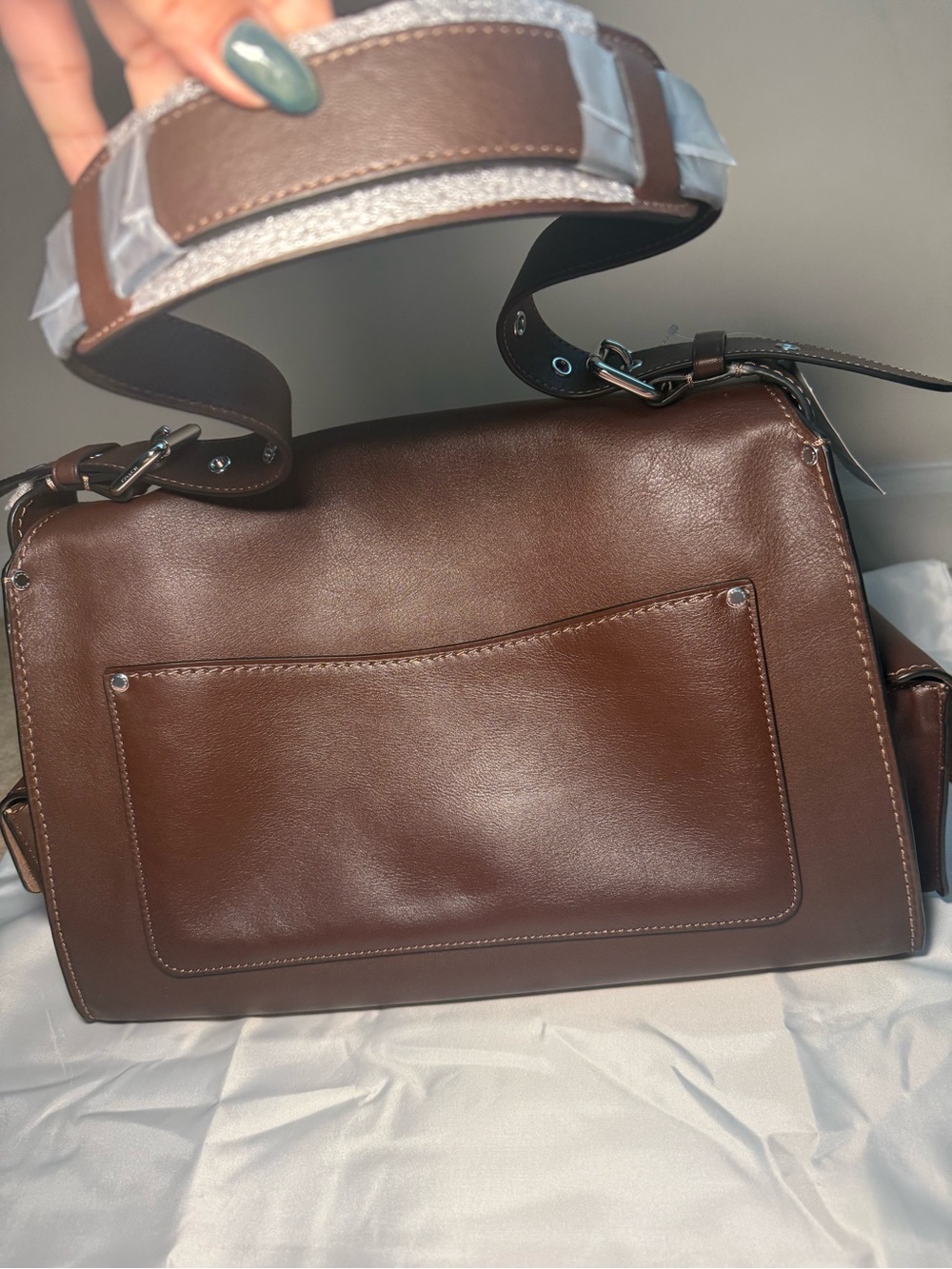 Coach Brown Leather Shoulder Bag with Silver Hardware - Picture 6 of 9